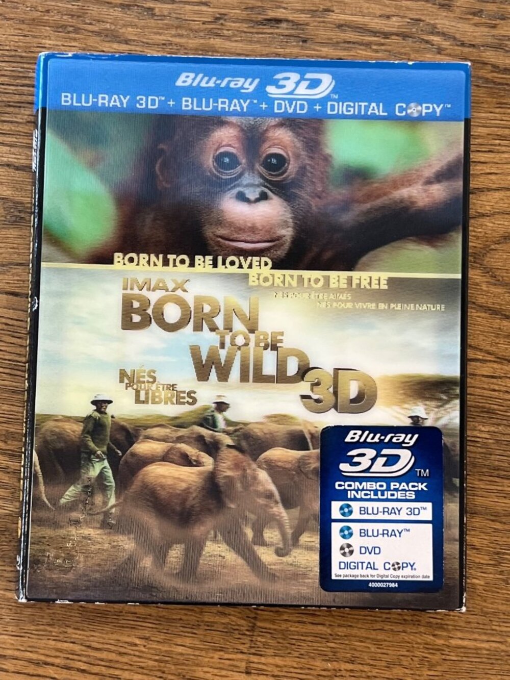 Born To Be Wild 2011 IMAX Movie Blu-Ray 3D Combo Pack Pre-Owned